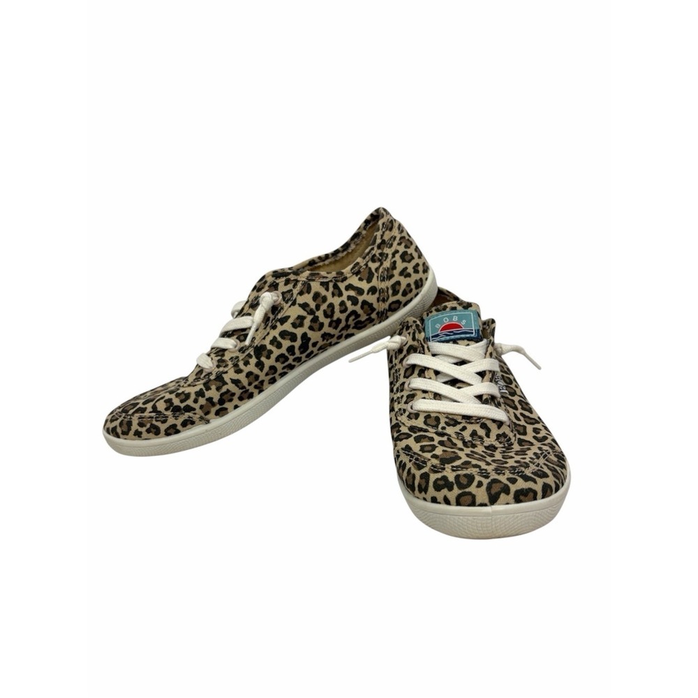 Skechers BOBS Leopard Print Memory Foam Lace Up Sneakers Women's 7.5